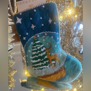 COPY - NWT and original canvas pouch. Mini BAUBLE stocking with tree and deer o…